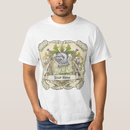 Green Knight Family Crest Achternaam T-shirt (Voorkant)