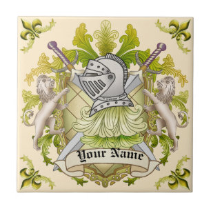 Green Knight Family Crest Achternaam Tegeltje