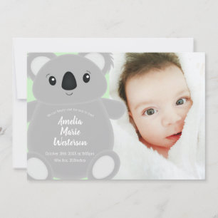Green Koala Beer Baby shower Kaart