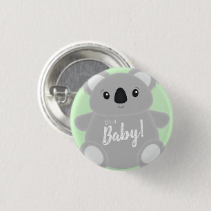 Green Koala Beer Baby shower Ronde Button 3,2 Cm