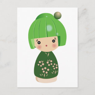 Green Kokeshi Triplet Briefkaart