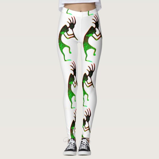Green Kokopelli Black Leggings (Voorkant)