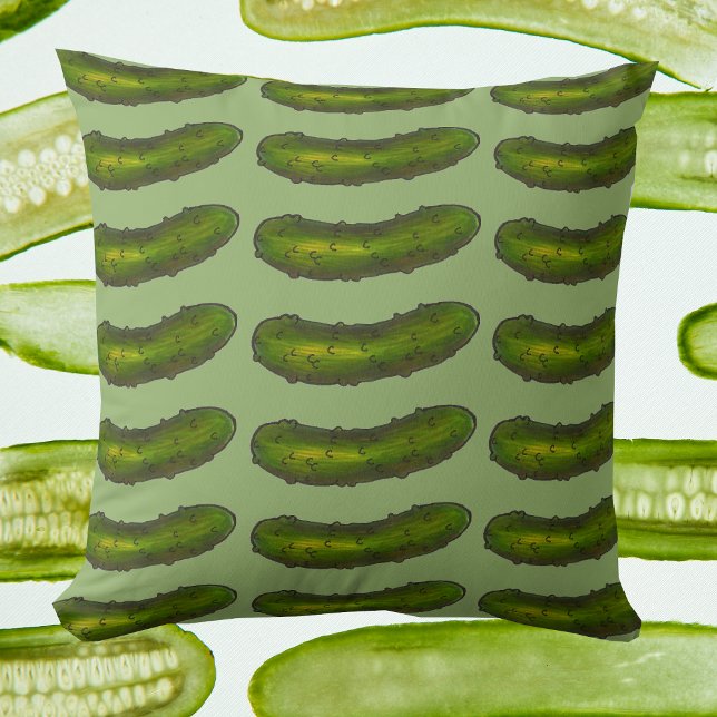 Green Kosher Deli Sour Dill Pickle Foodie Kussen (Pickle print pillow)