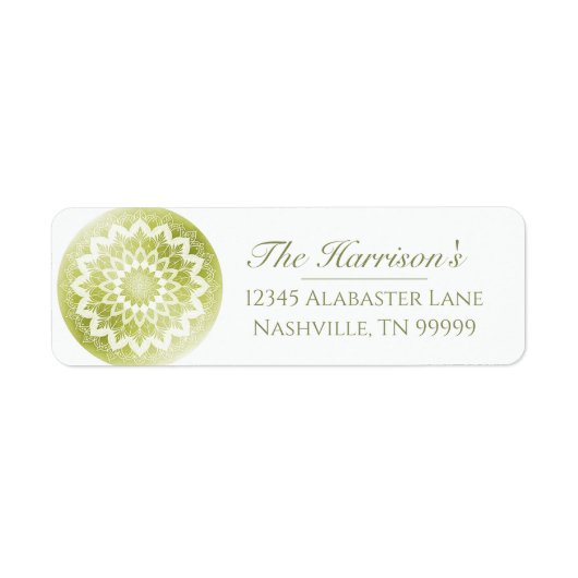 Green Lace Mandala Wedding Address Etiket (Voorkant)