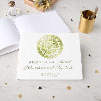 Green Lace Mandala Wedding Gastenboek