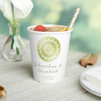 Green Lace Mandala Wedding Papieren Bekers