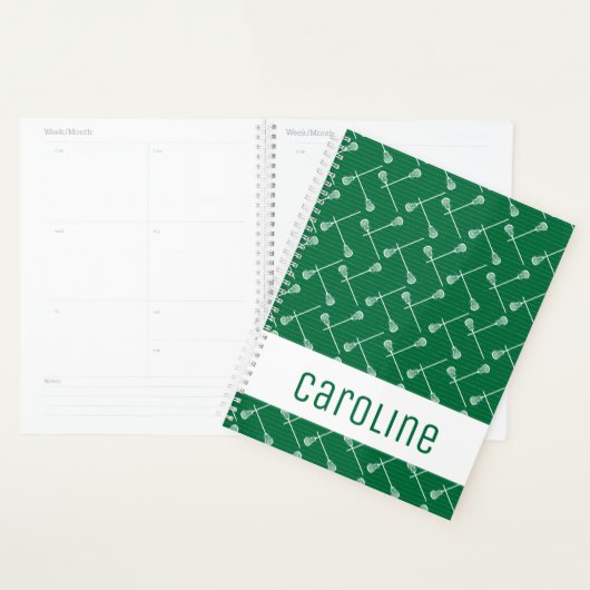 Green Lacrosse White Sticks gepatterd Planner (Display)