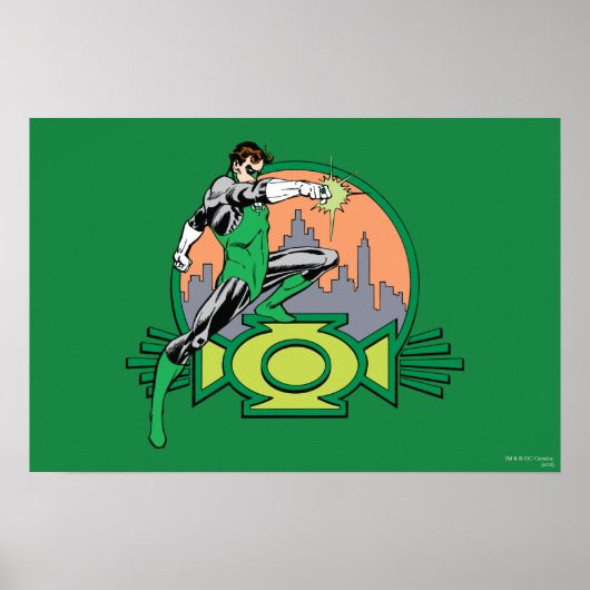 Green Lantern City Background en Logo Poster (Voorkant)