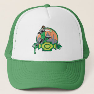 Green Lantern City Background en Logo Trucker Pet