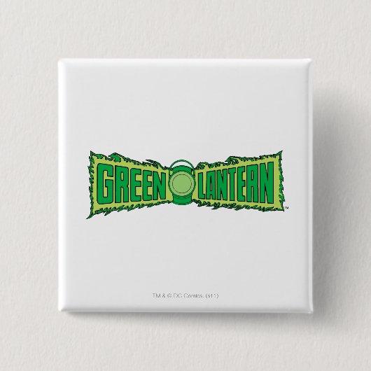 Green Lantern-Logo met Lantern Vierkante Button 5,1 Cm (Voorkant)