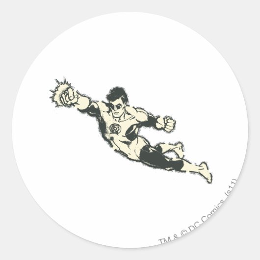 Green Lantern Punches Grunge Ronde Sticker (Voorkant)