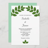 Green Laurel Leaves Wedding Kaart (Voorkant / Achterkant)