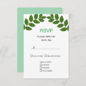 Green Laurel Leaves Wedding RSVP Kaartje (Voorkant / Achterkant)