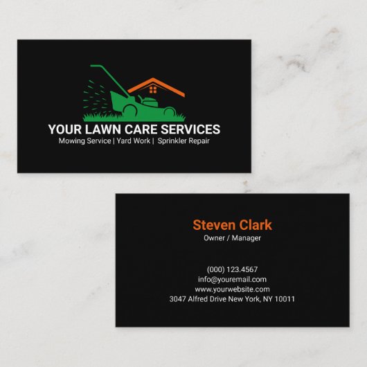 Green Lawn Mower Landscaping Service Visitekaartje (Voorkant / Achterkant)
