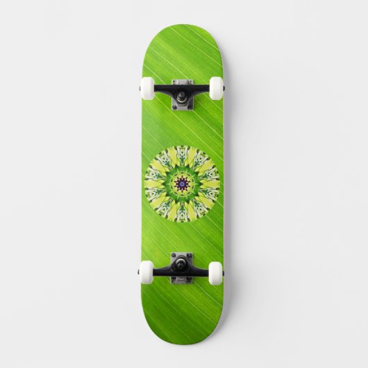 Green Leaf and Mandala Skateboard Deck (Recto)