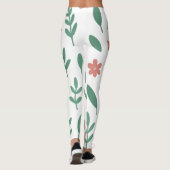 Green Leaf and Pink Flower  Pattern Legging (Dos)
