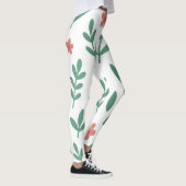 Green Leaf and Pink Flower  Pattern Legging (Droite)