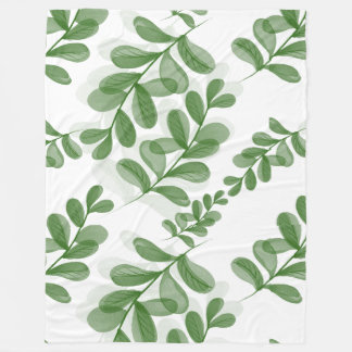 Green Leaf Branch Pattern Art Fleece Deken