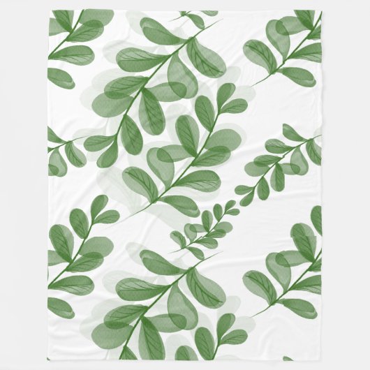 Green Leaf Branch Pattern Art Fleece Deken (Voorkant)