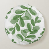Green Leaf Branch Pattern Art Rond Kussen (Achterkant)