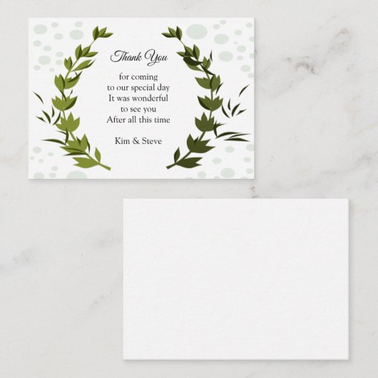 Green Leaf Dot Pattern Hartelijk dank Notitiekaartje (Voorkant / Achterkant)