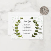 Green Leaf Dot Pattern Hartelijk dank Notitiekaartje (Voorkant / Achterkant in situ)