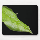 Green Leaf en Raindrops Mousepad Muismat (Voorkant)