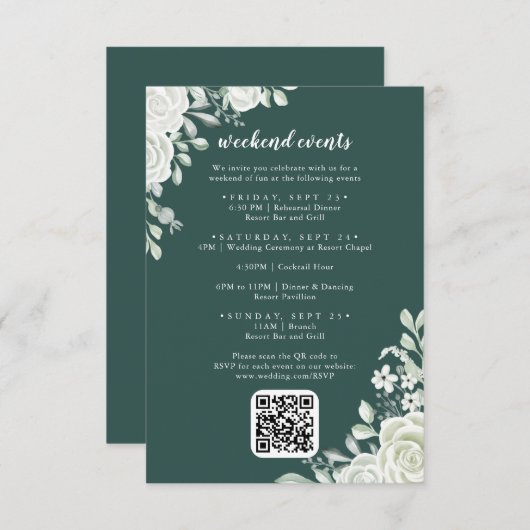 Green Leaf Flora Week-end Événements Carte de clôt (Devant / Derrière)