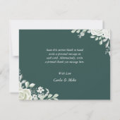 Green Leaf Floral Flat Wedding Bedankt Card (Achterkant)