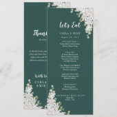 Green Leaf Floral Remerciement et Menu de Mariage (Devant / Derrière)