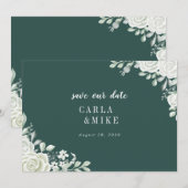 Green Leaf Floral Wedding Save The Date (Voorkant / Achterkant)