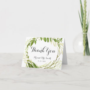 Green Leaf Folded Bedankt Kaarten, Rustic Greenery Notitiekaartje