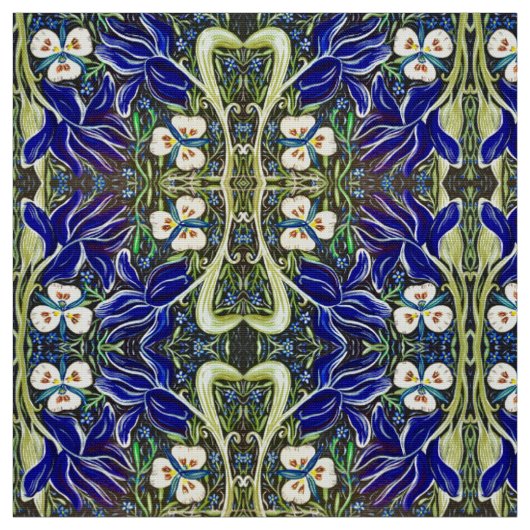 Green Leaf Iris Fabric Stof (Swatch)