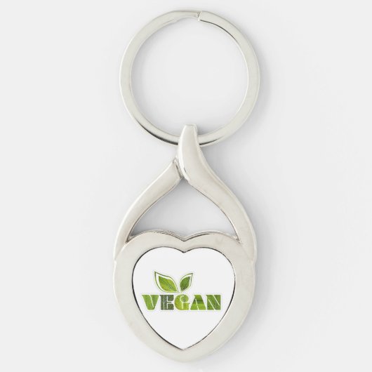 Green Leaf Lines Vegan Design Sleutelhanger (Voorkant)