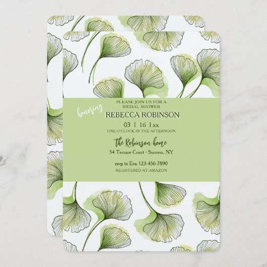 Green Leaf Pattern Invitation (Devant / Derrière)