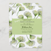 Green Leaf Pattern Invitation Kaart (Voorkant / Achterkant)