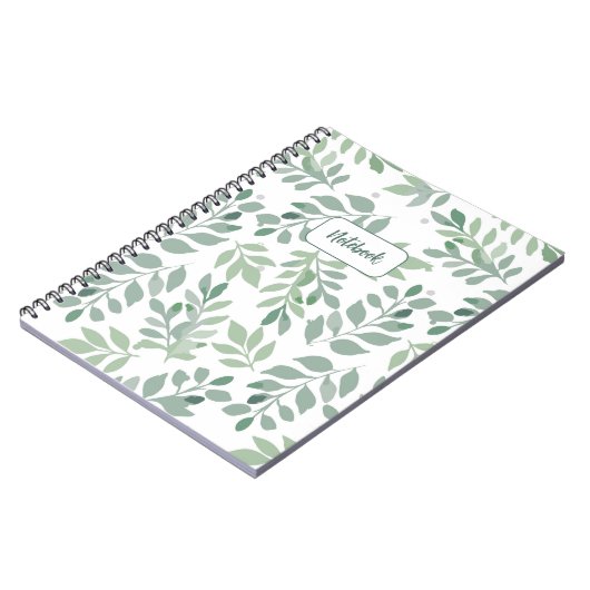 Green Leaf Pattern Personalized Notebook Notitieboek (Linkerzijde)
