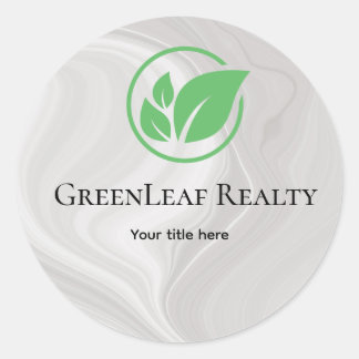 Green leaf Real estate white Marble custom Busines Ronde Sticker