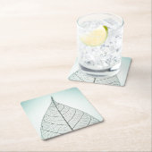 Green Leaf Skeleton Vierkante Kartonnen Onderzetter (Insitu)