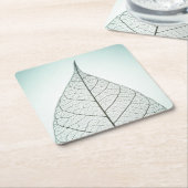 Green Leaf Skeleton Vierkante Kartonnen Onderzetter (Schuin)