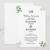 Green Leaf' Standaard 15e bruiloft Jubileum Kaart (Voorkant / Achterkant)