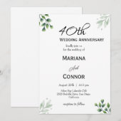 Green Leaf' Standaard 40e bruiloft Jubileum Kaart (Voorkant / Achterkant)