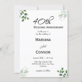 Green Leaf' Standaard 40e bruiloft Jubileum Kaart