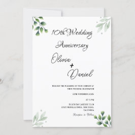 Green Leaf' Standard 10th Wedding Anniversary Kaart