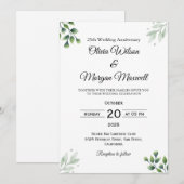 Green Leaf' Standard 25th Wedding Anniversary  Kaart (Voorkant / Achterkant)