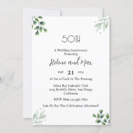 Green Leaf' Standard 50th Wedding Anniversary Kaart