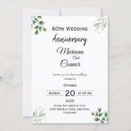 Green Leaf' Standard 60th Wedding Anniversary Kaart