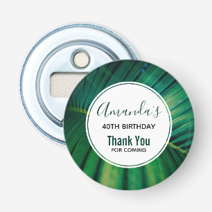 Green Leaf Tropical Forest Natuur Foto Birthday Button Flesopener