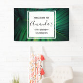 Green Leaf Tropical Forest Natuur Foto Birthday Spandoek (Insitu)