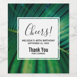 Green Leaf Tropical Forest Natuur Foto Birthday Wijn Etiket